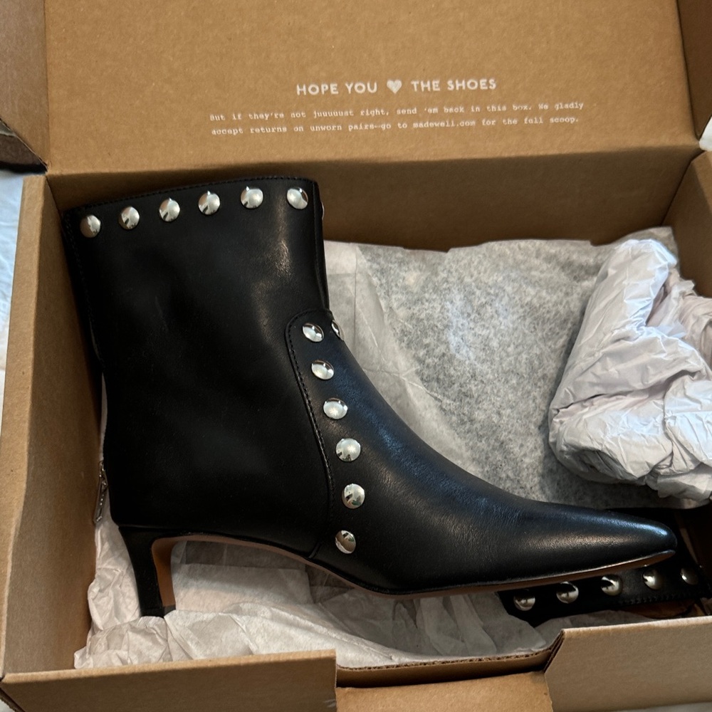 Madewell Black Heeled Studded Boots new in box